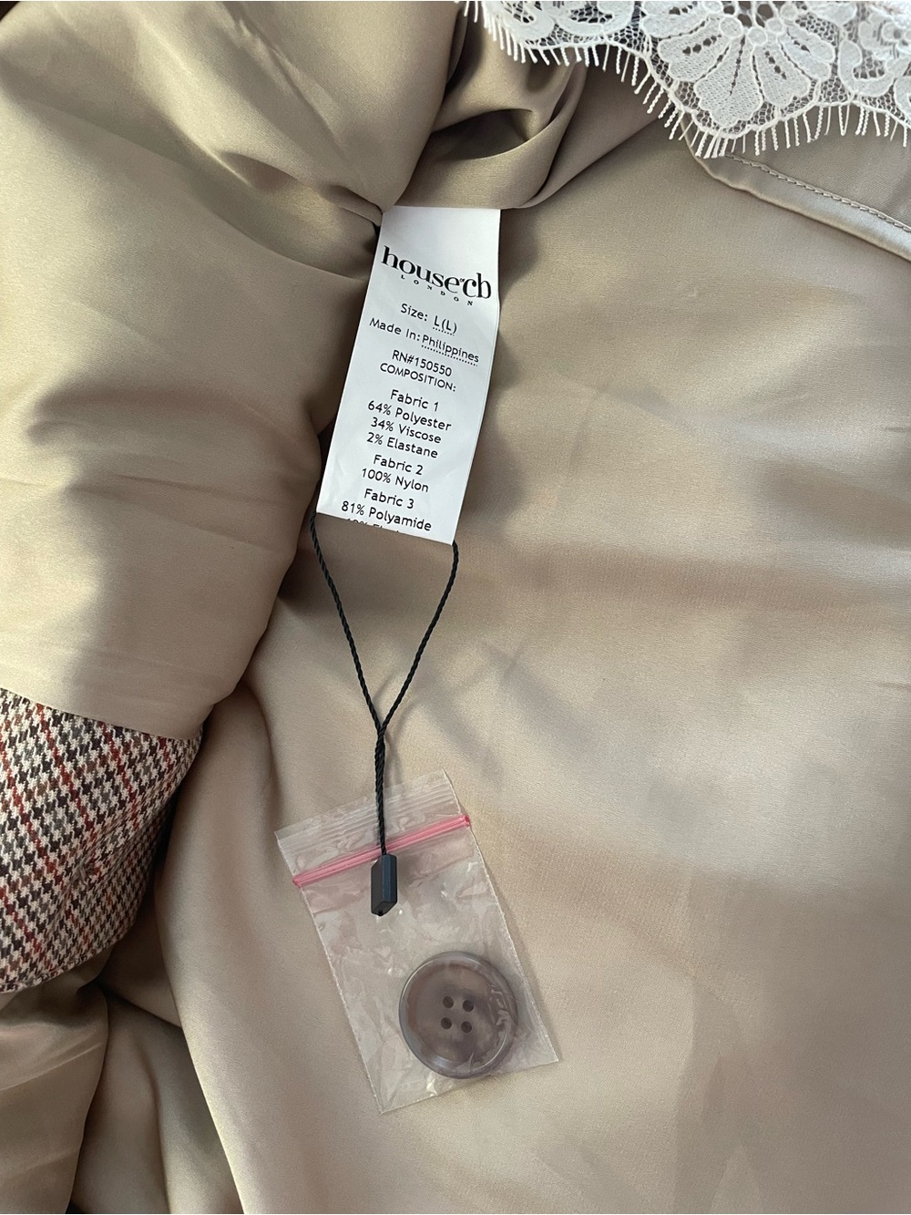House of CB Sable Brown Puppytooth Check Mini Dress - Picture 13 of 15